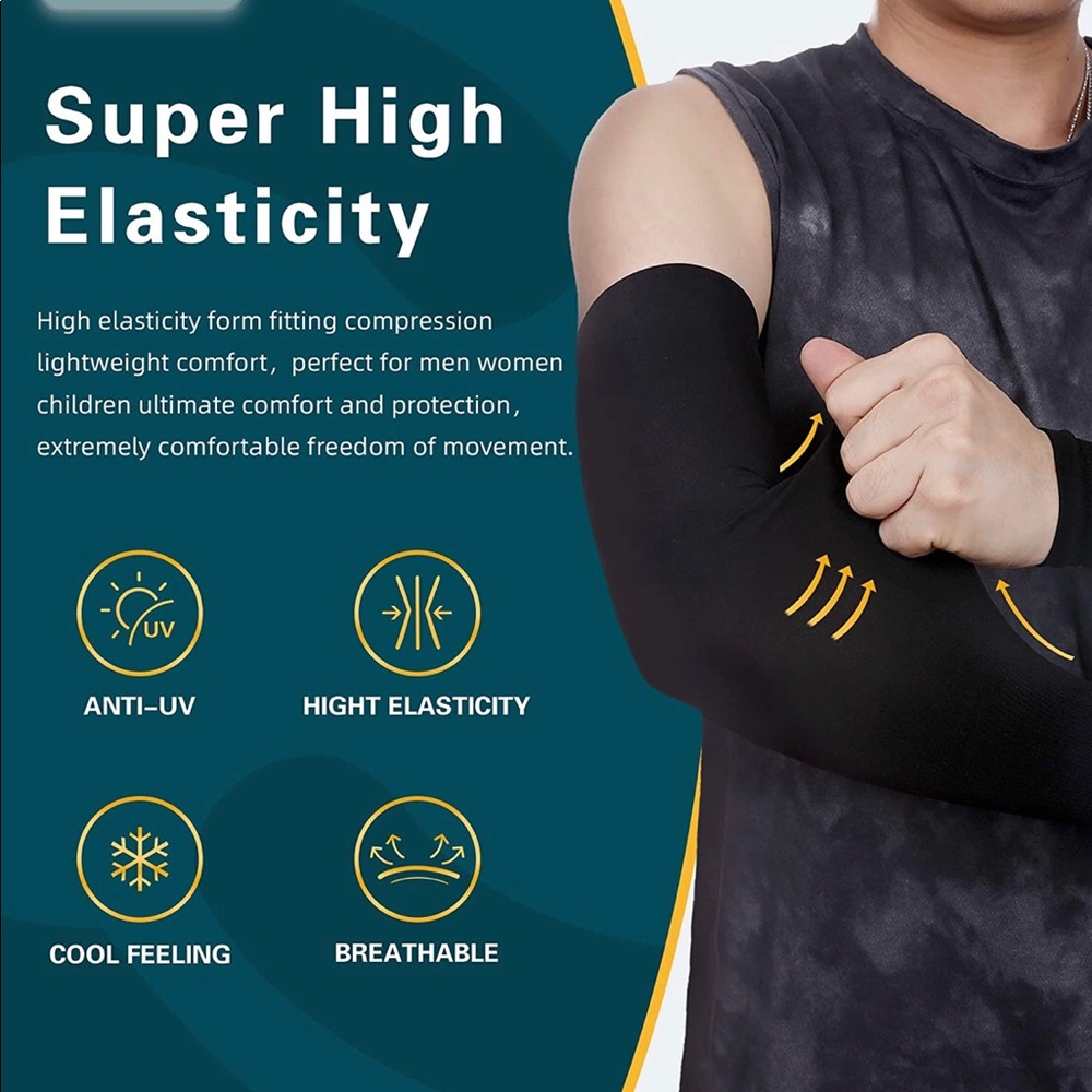 DoSmart Black Silk UV-Protection Unisex Cooling Arm Sleeves for Outdoor Sports